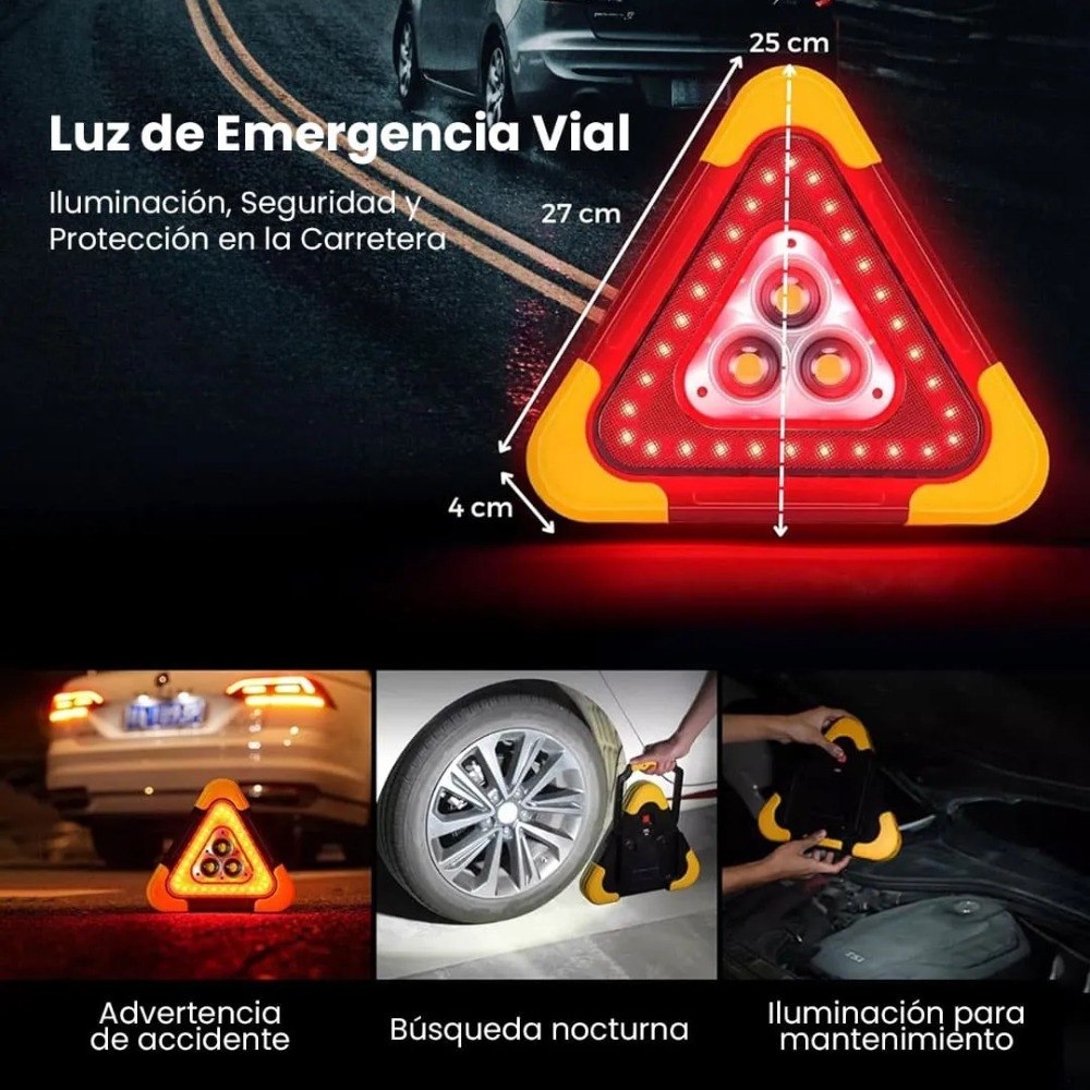 Lámpara Triángulo de Emergencia Vial LED Recargable