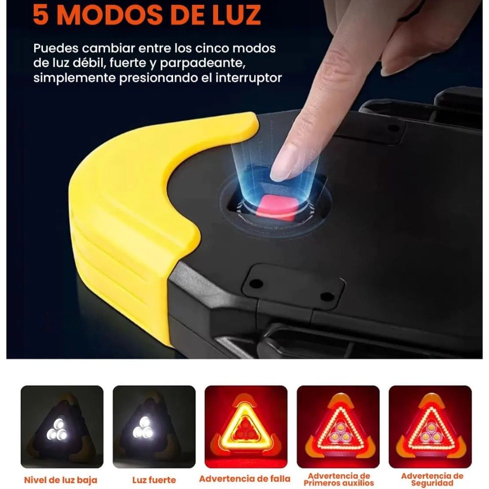 Lámpara Triángulo de Emergencia Vial LED Recargable