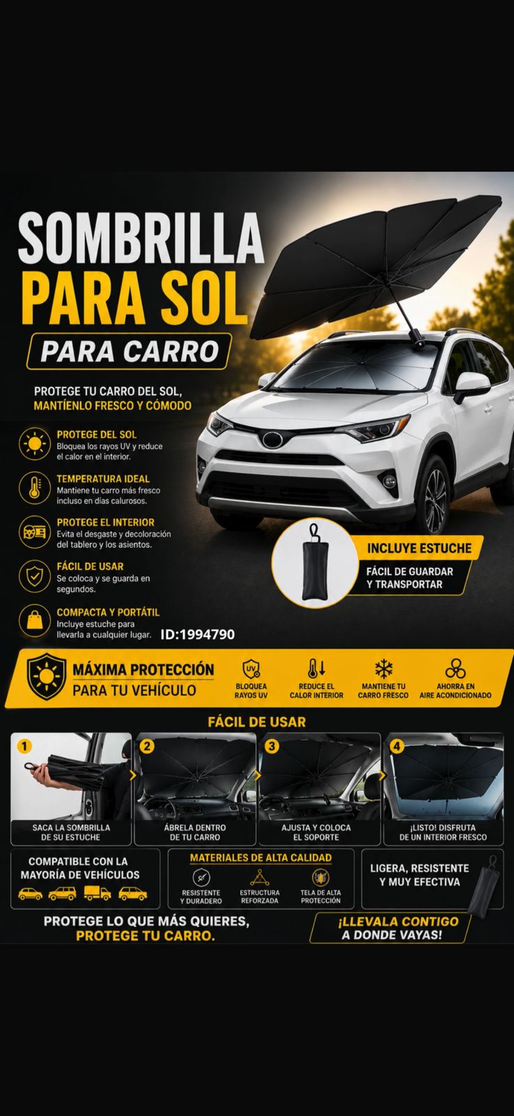 Sombrilla Parabrisas Protege Rayos UV