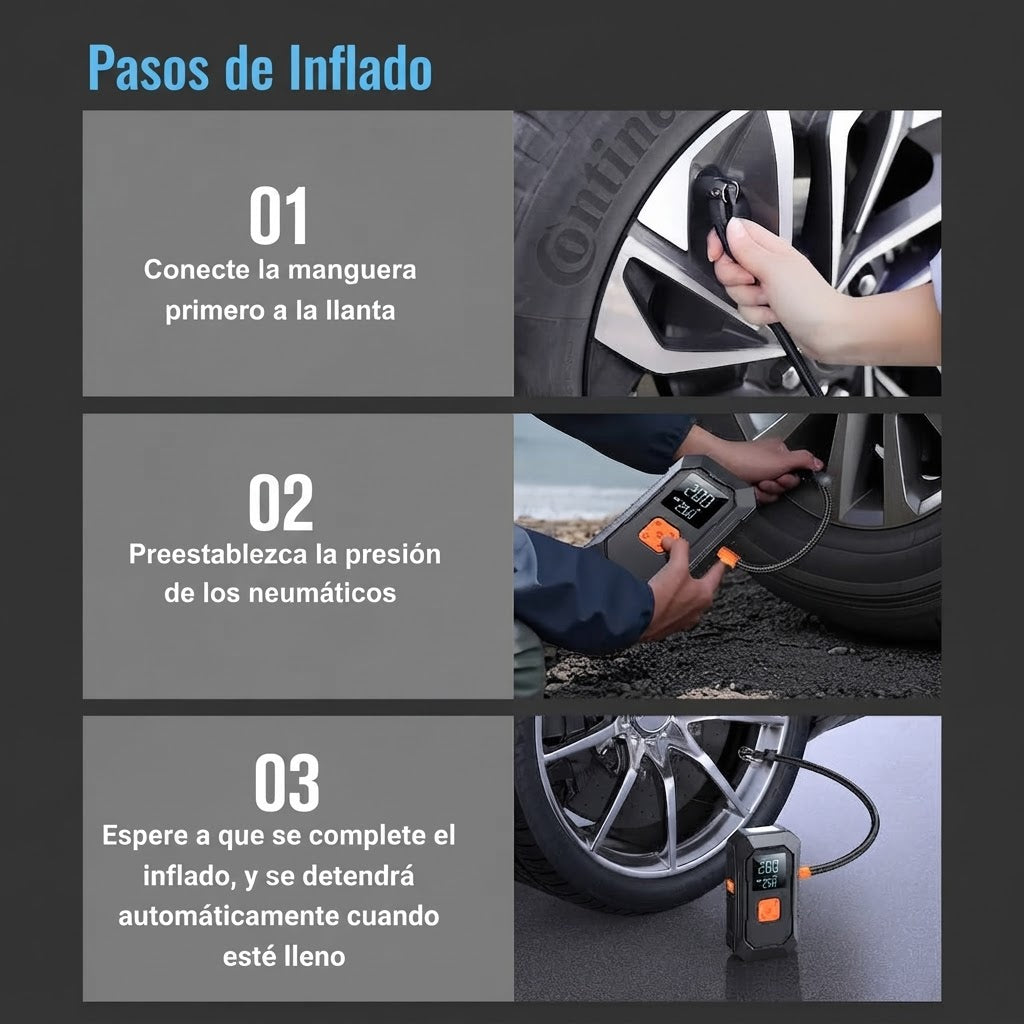Arrancador de Batería + Compresor de Aire Portátil